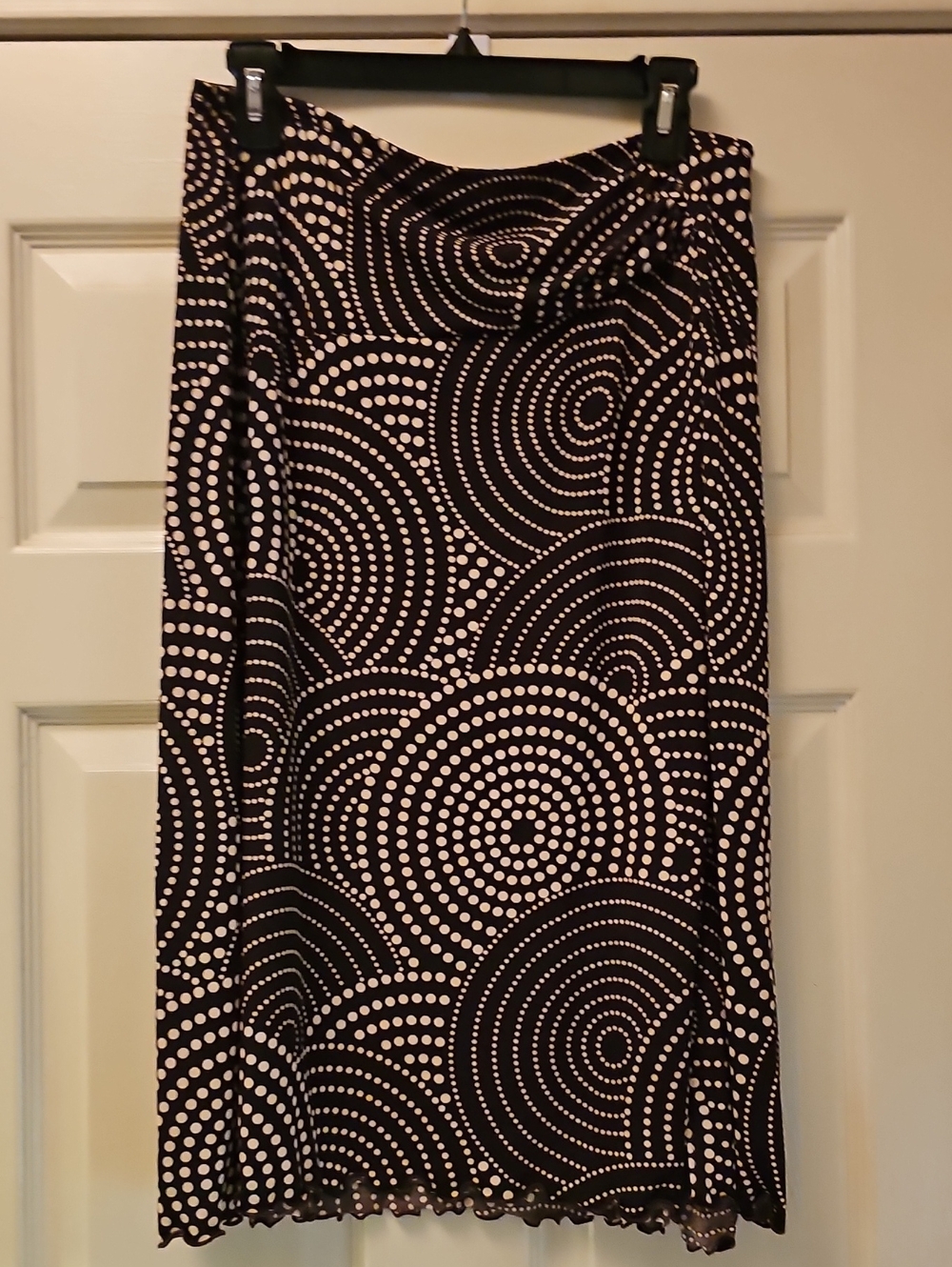 Suzie In The City Black & White Maxi Skirt with Circular Dot Print